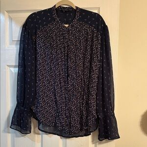Lucky Brand Dark Blue Floral Blouse